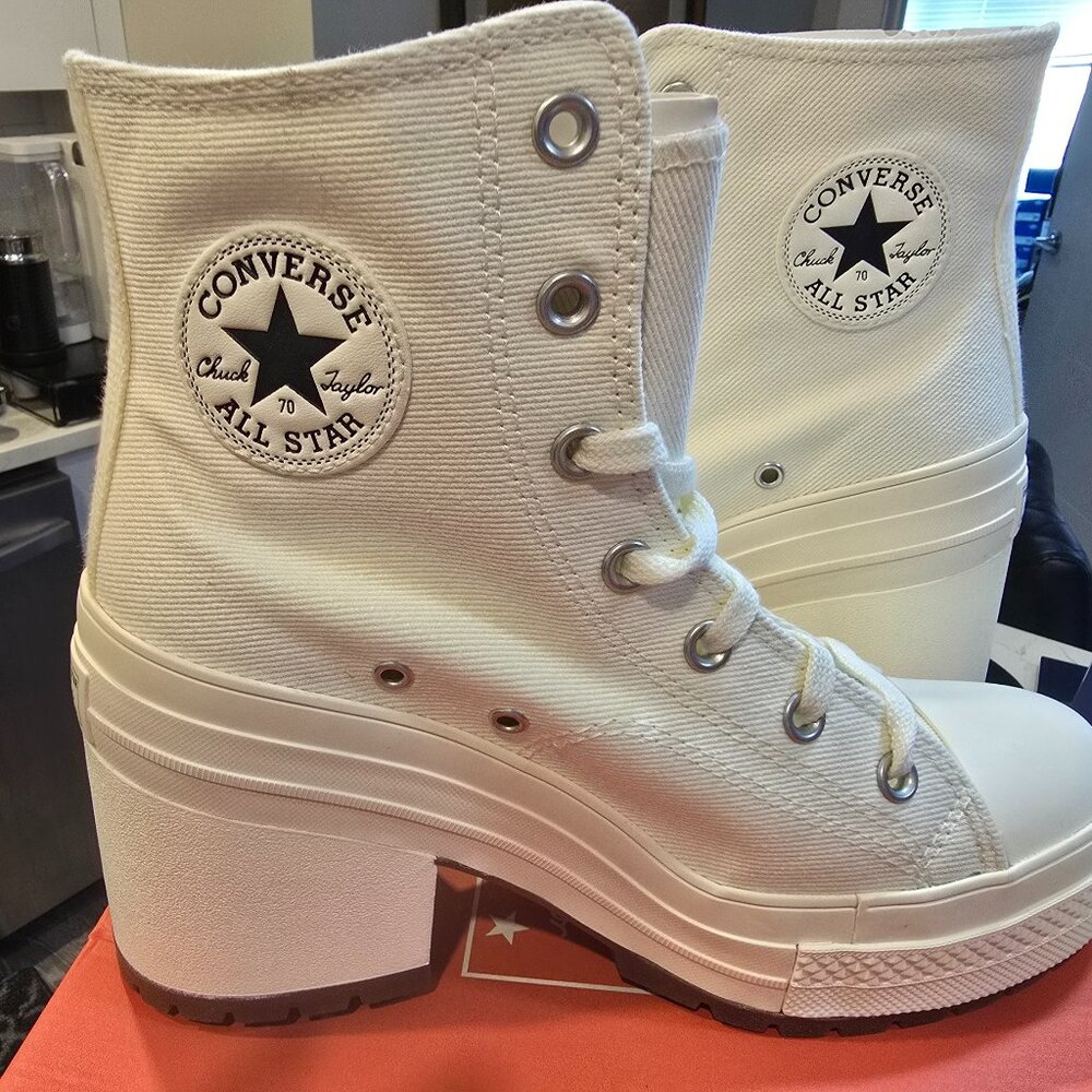Converse Chuck 70 De Luxe Heel Shoe White Chunky Platform Women 9 A05348C New